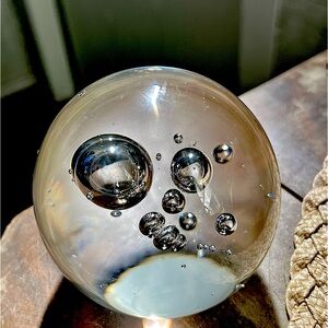 Estate Sale Vintage Glass Clear Bubbles Paperweight
